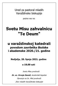 Sveta misa zahvalnica "Te Deum" za školsku i akademsku 2020./2021. godinu!
